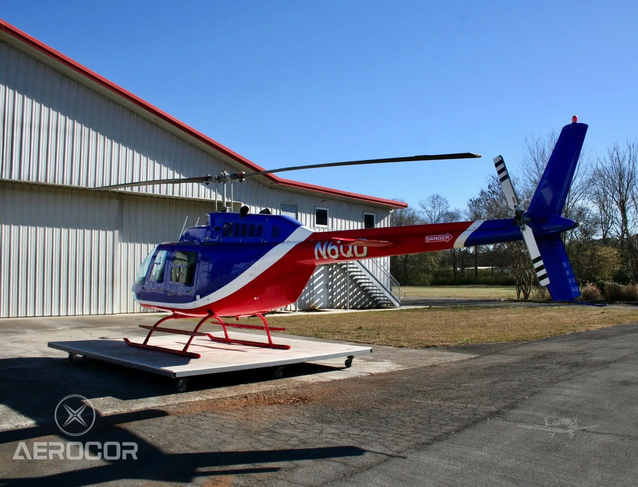 Exterior view of a 1992 BELL 206B III, N6QD.