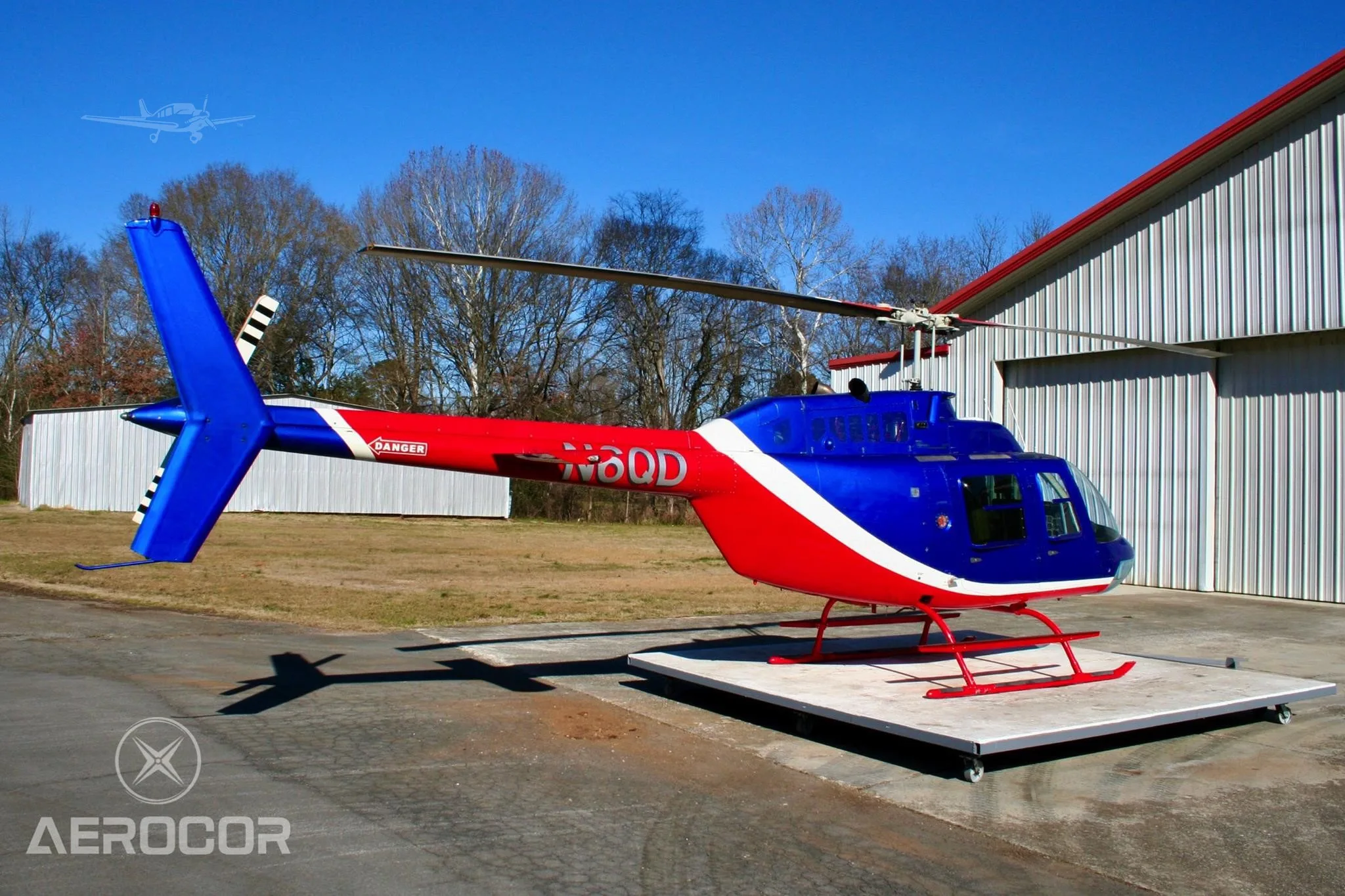 Exterior view of a 1992 BELL 206B III, N6QD.