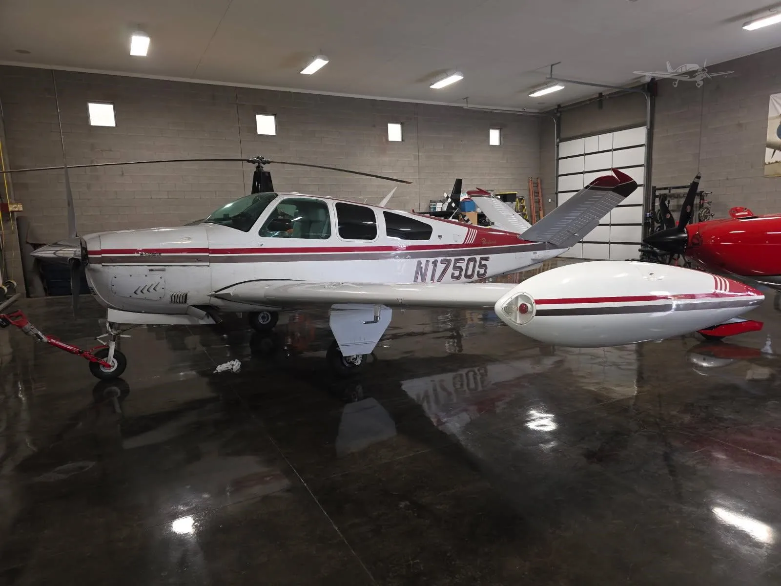 Exterior view of a 1977 BEECHCRAFT V35B BONANZA, N17505.