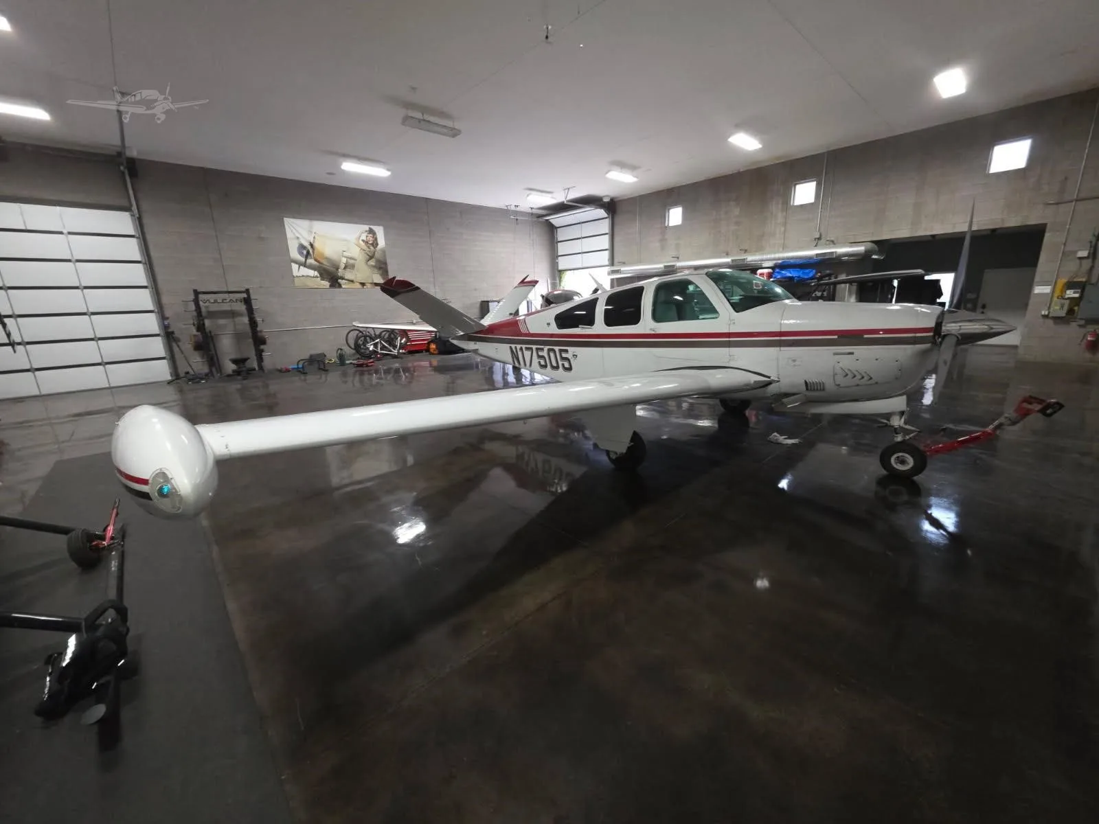 Exterior view of a 1977 BEECHCRAFT V35B BONANZA, N17505.