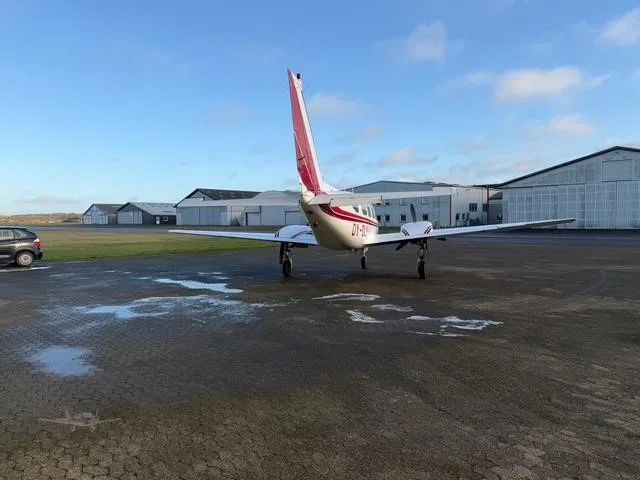 Exterior view of a 1968 PIPER NAVAJO, OY-DLY.