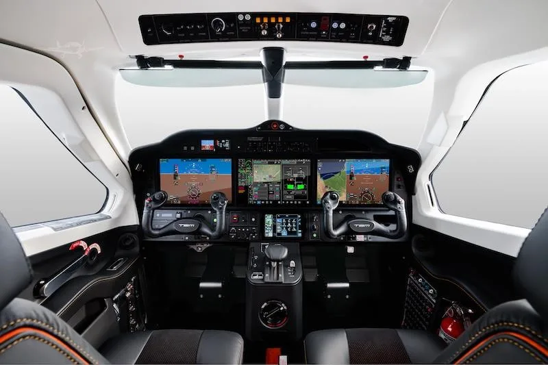 Cockpit and instrument panel of a 2027 DAHER TBM 980.