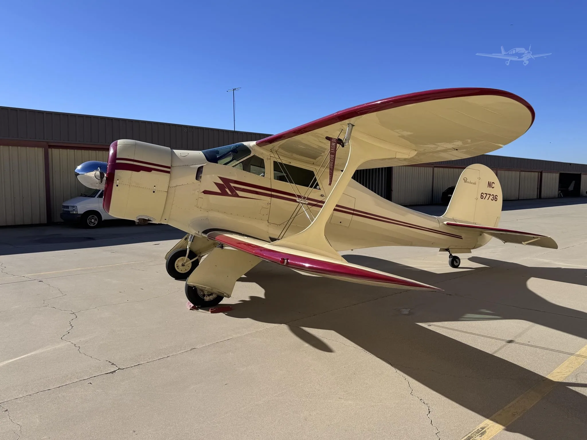 Exterior view of a 1943 BEECHCRAFT D17S, N67736.