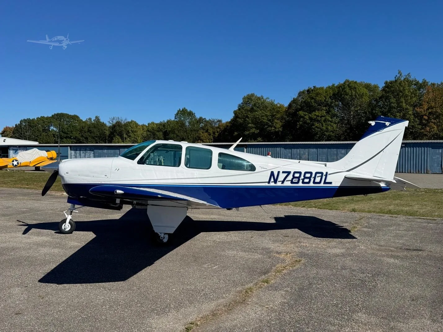 Exterior view of a 1966 BEECHCRAFT C33A DEBONAIR, N7880L.