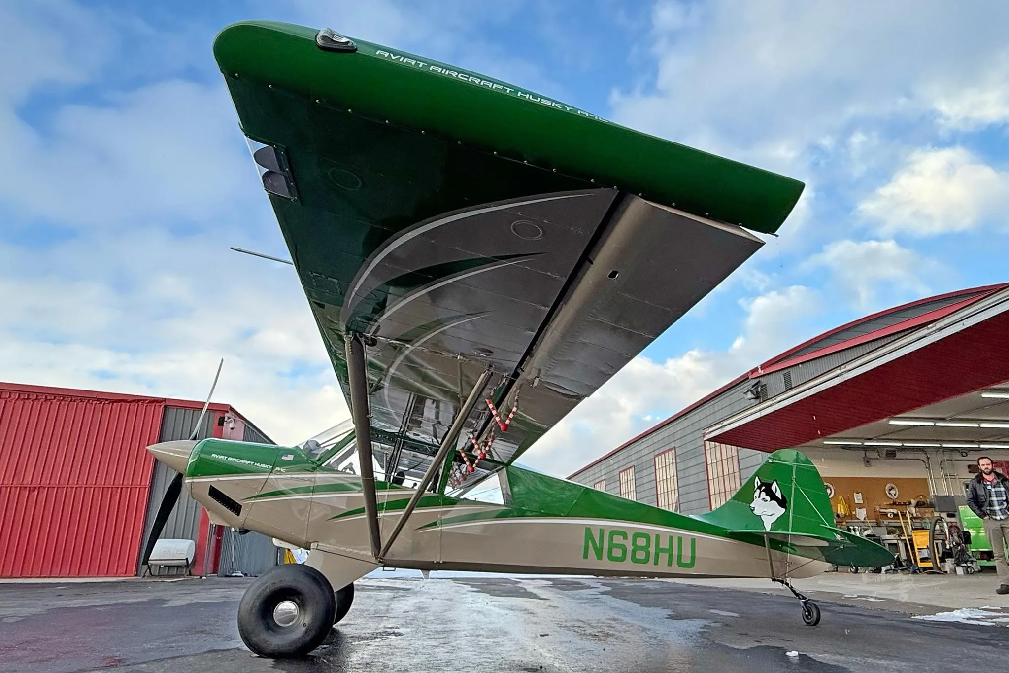 Exterior view of a 2026 AVIAT HUSKY A-1C-180, N68HU.