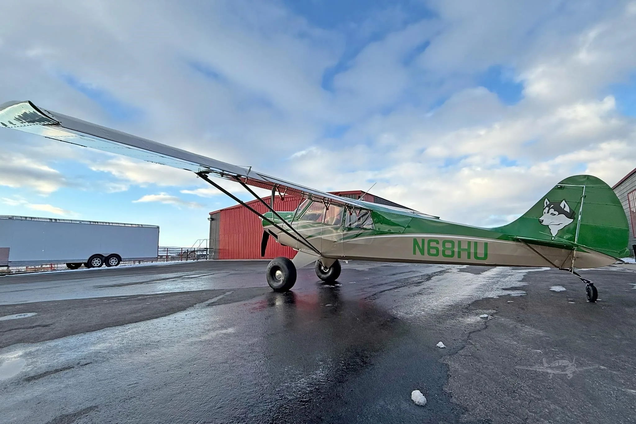 Exterior view of a 2026 AVIAT HUSKY A-1C-180, N68HU.