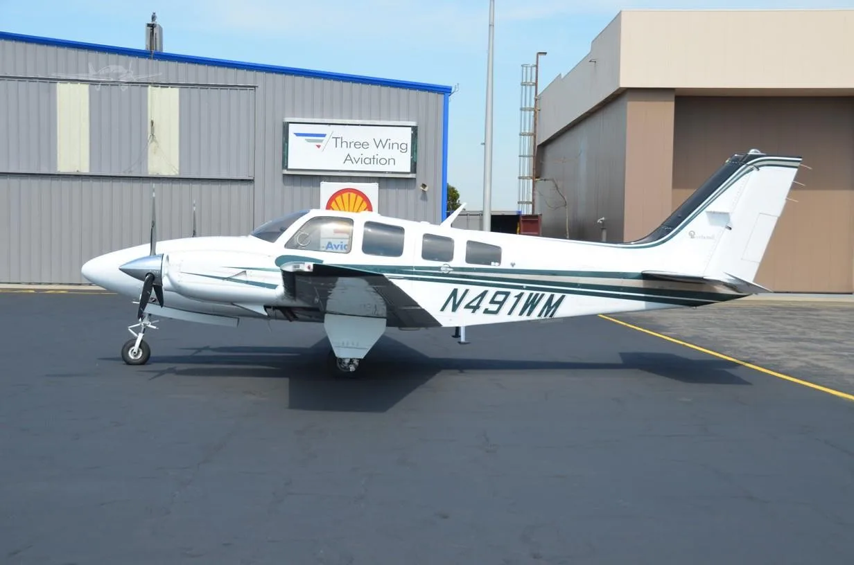 Exterior view of a 1985 BEECHCRAFT 58P BARON, N491WM.