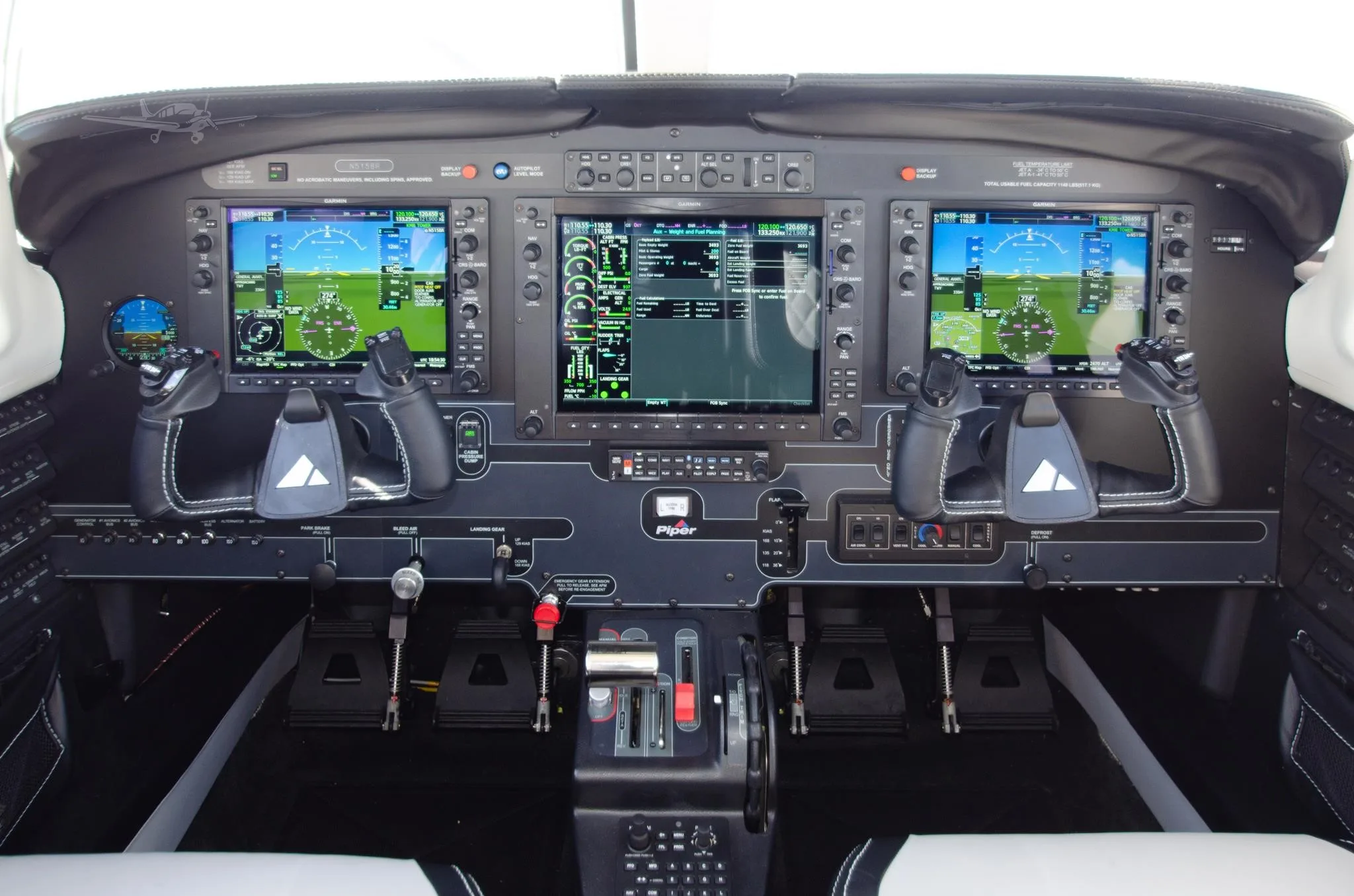 Cockpit and instrument panel of a 2025 PIPER M500.