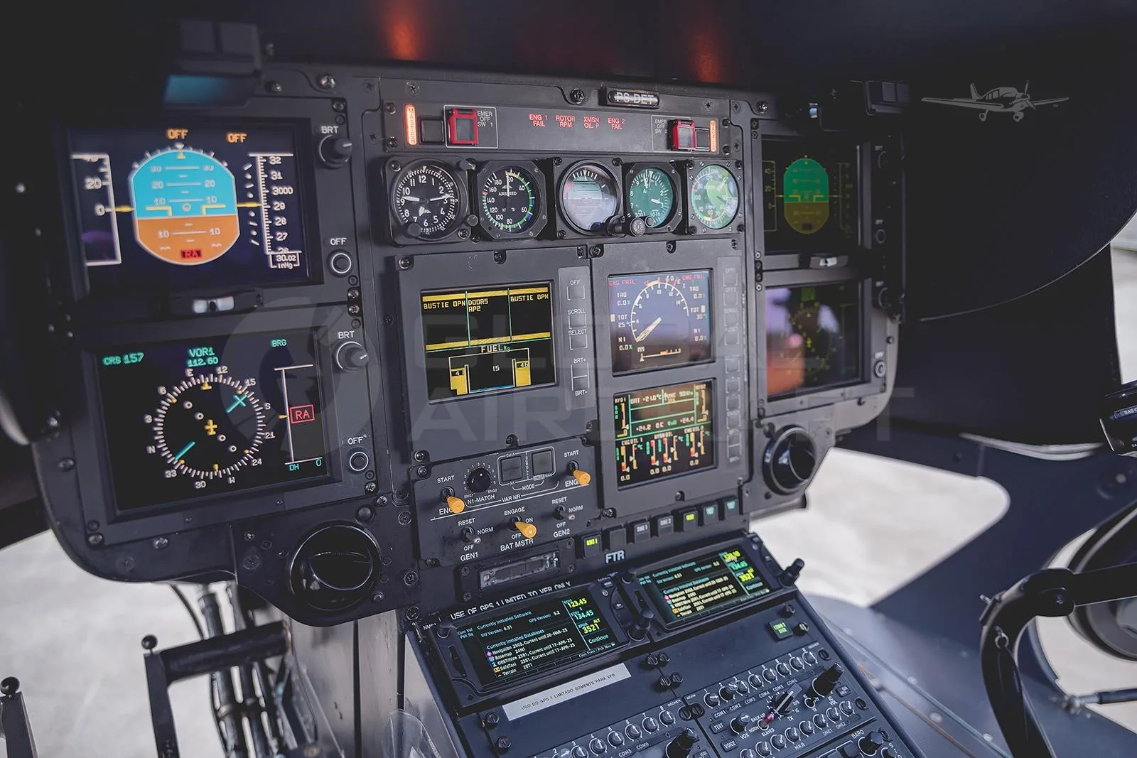Cockpit and instrument panel of a 2012 EUROCOPTER EC145.