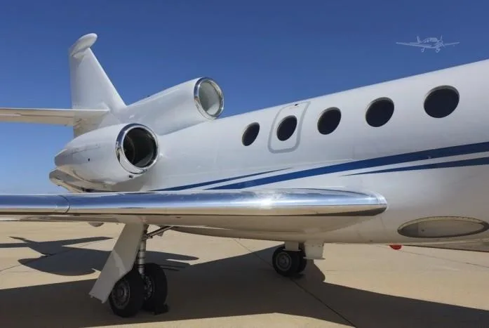Exterior view of a 2003 DASSAULT FALCON 50EX, N54YP.