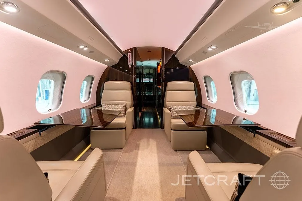 Cabin interior of a 2017 BOMBARDIER GLOBAL 6000.