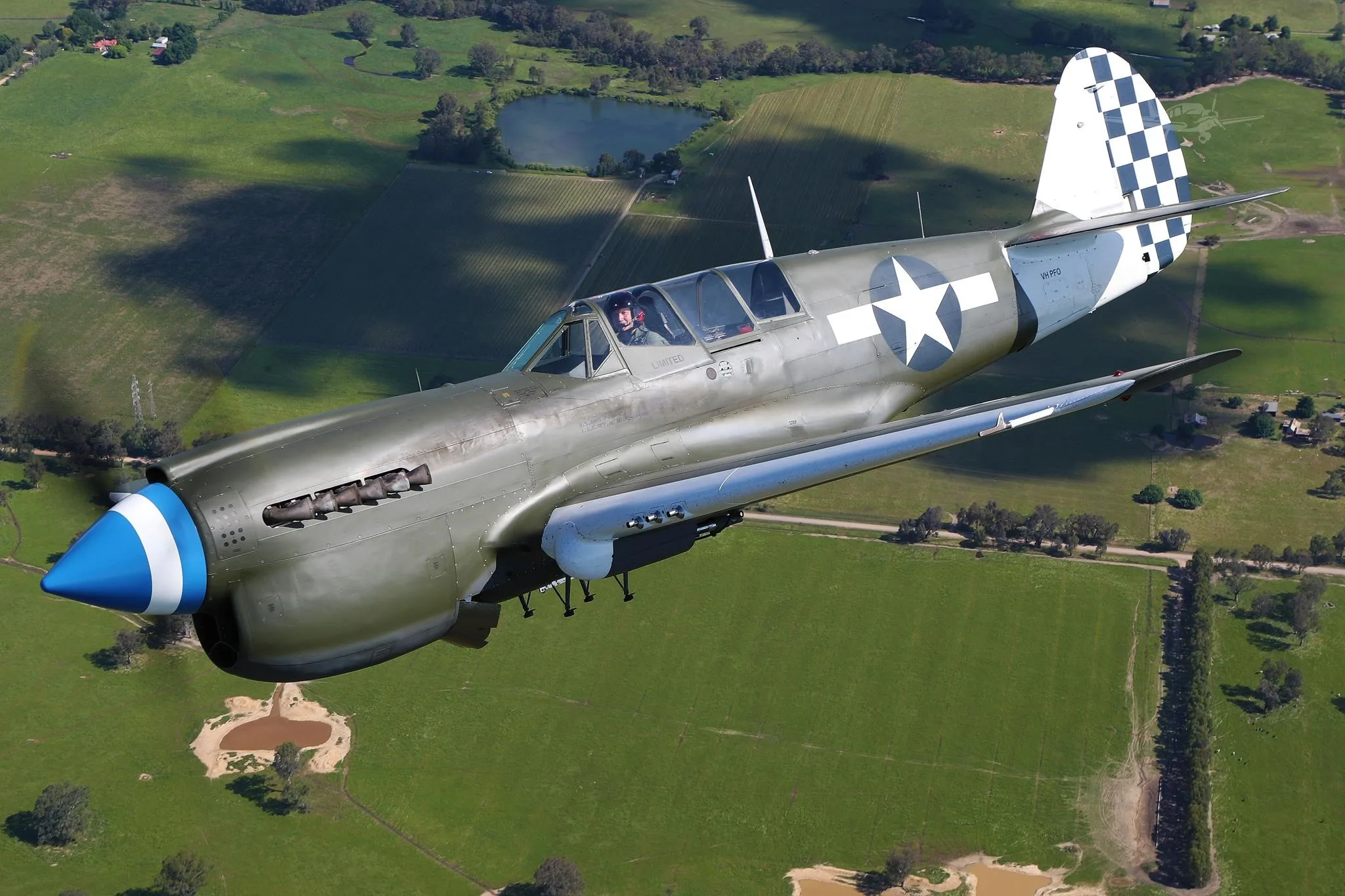 Marketing image of a 1943 CURTISS P-40N KITTYHAWK.