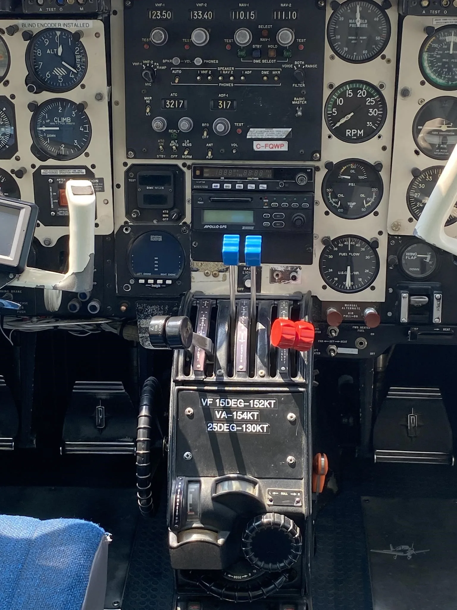 Cockpit and instrument panel of a 1974 PIPER NAVAJO.