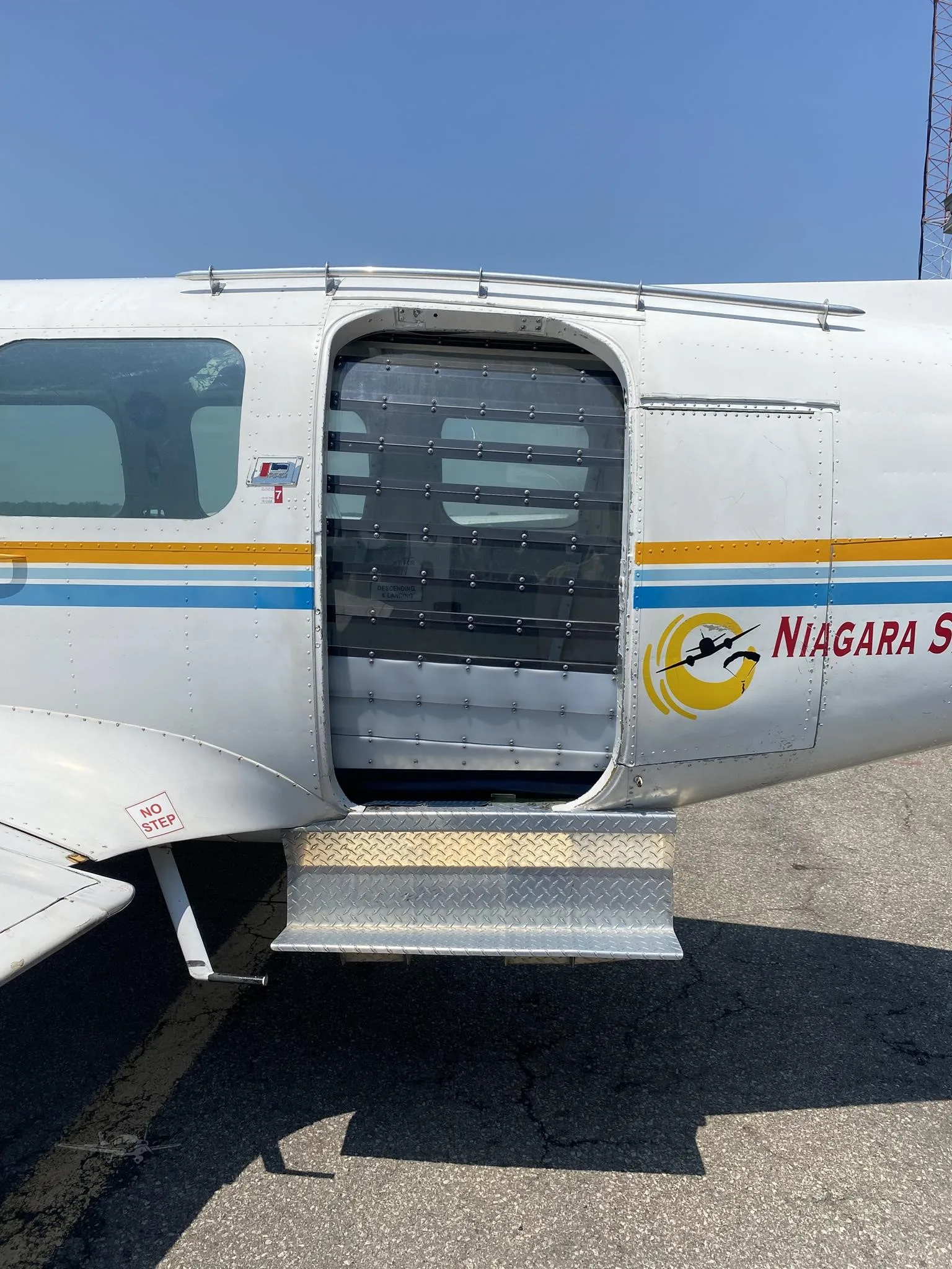 Exterior view of a 1974 PIPER NAVAJO, C-FQWP.