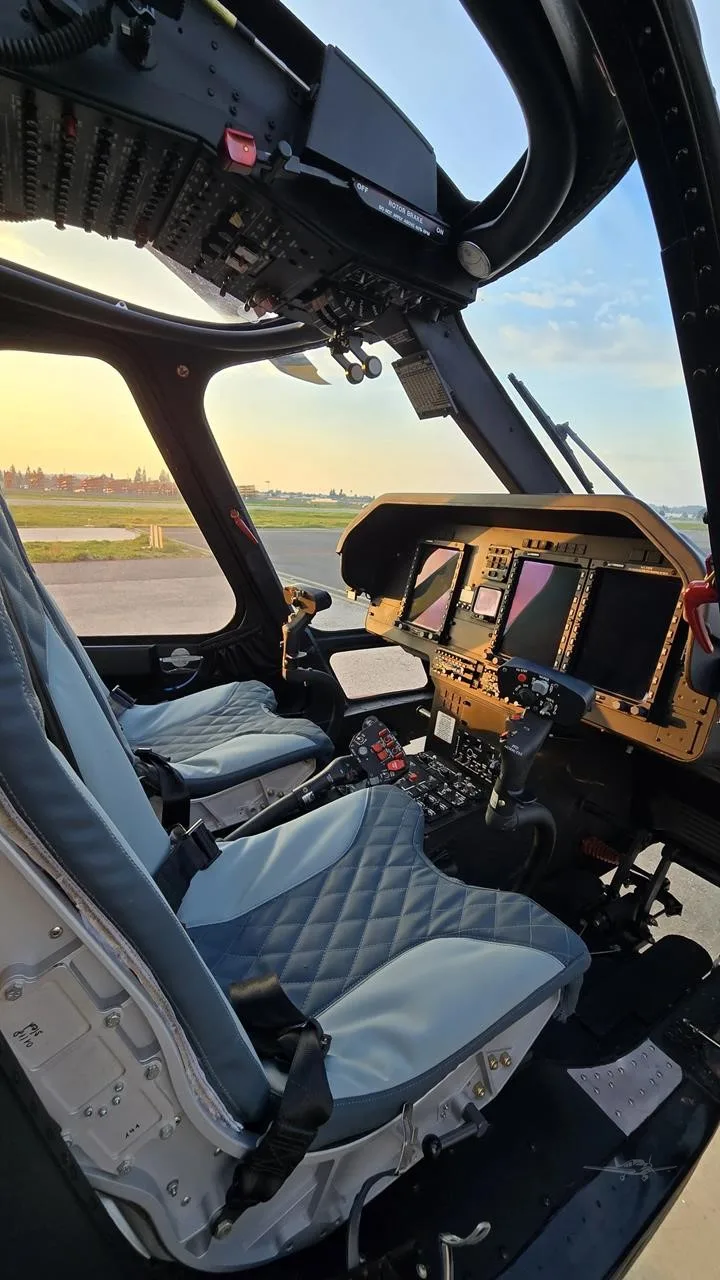 Cockpit and instrument panel of a 2018 LEONARDO AW109 TREKKER.