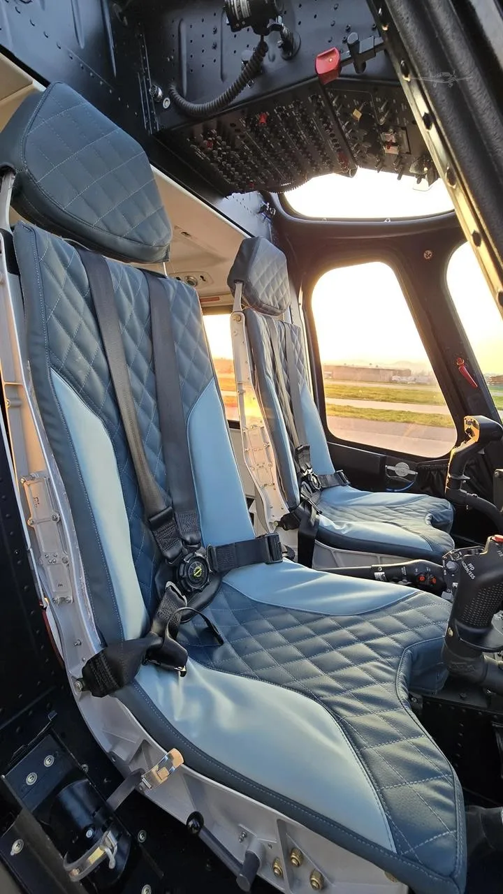 Cabin interior of a 2018 LEONARDO AW109 TREKKER.