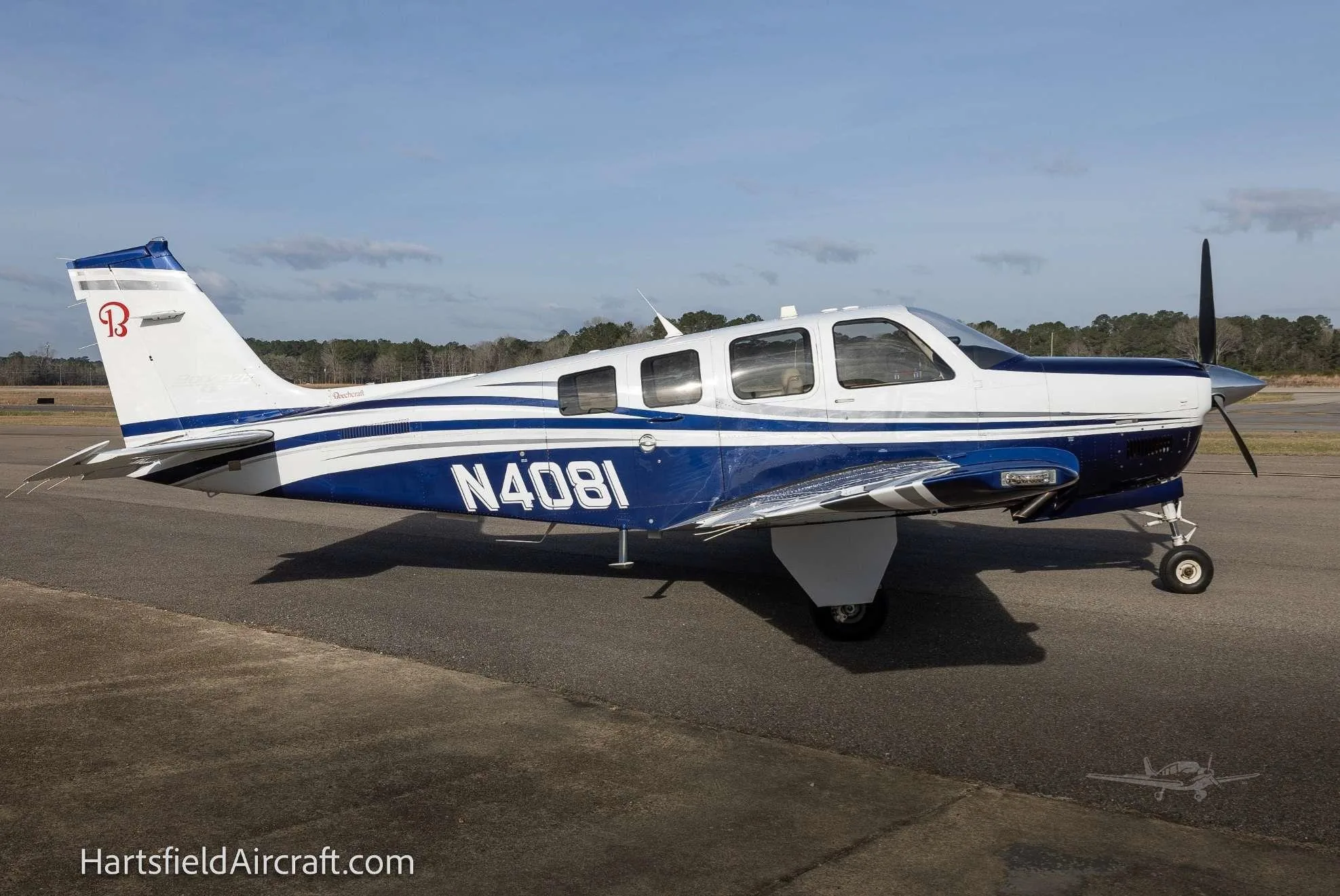 Exterior view of a 2016 BEECHCRAFT G36 BONANZA, N4081.
