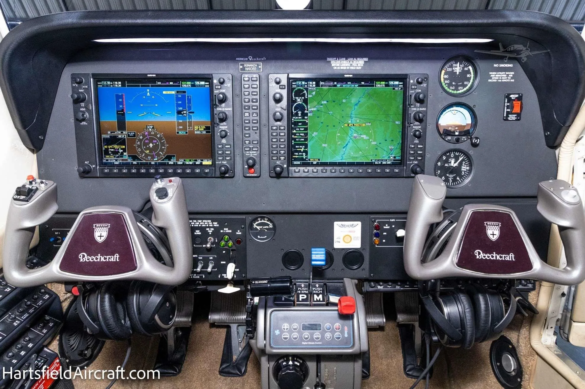 Cockpit and instrument panel of a 2016 BEECHCRAFT G36 BONANZA.