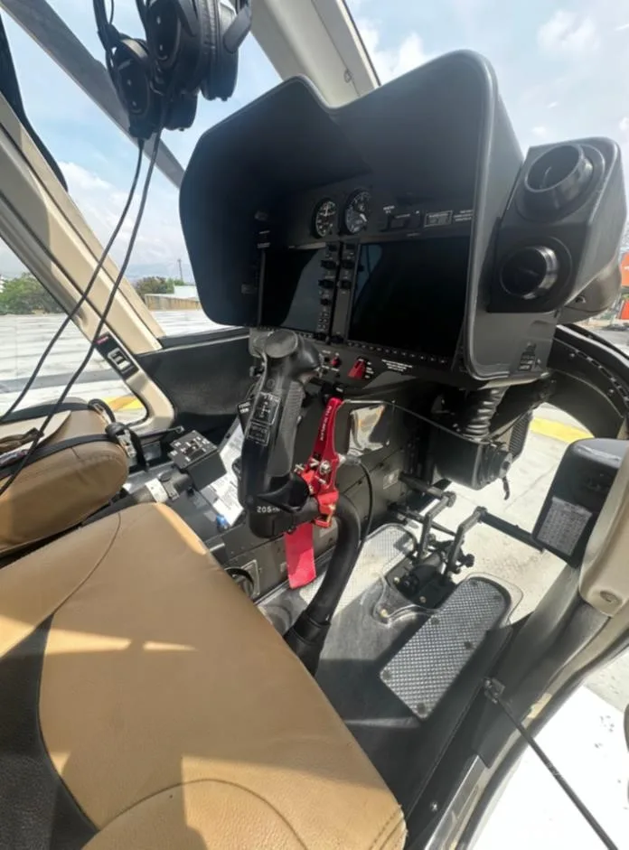 Cockpit and instrument panel of a 2021 BELL 407GXI.