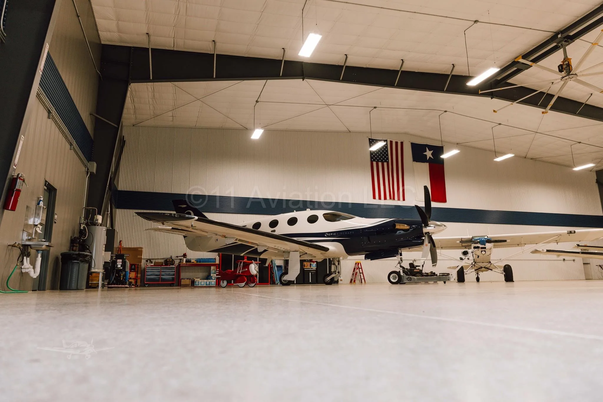 Exterior view of a 2023 EPIC E1000 GX, N88FT.