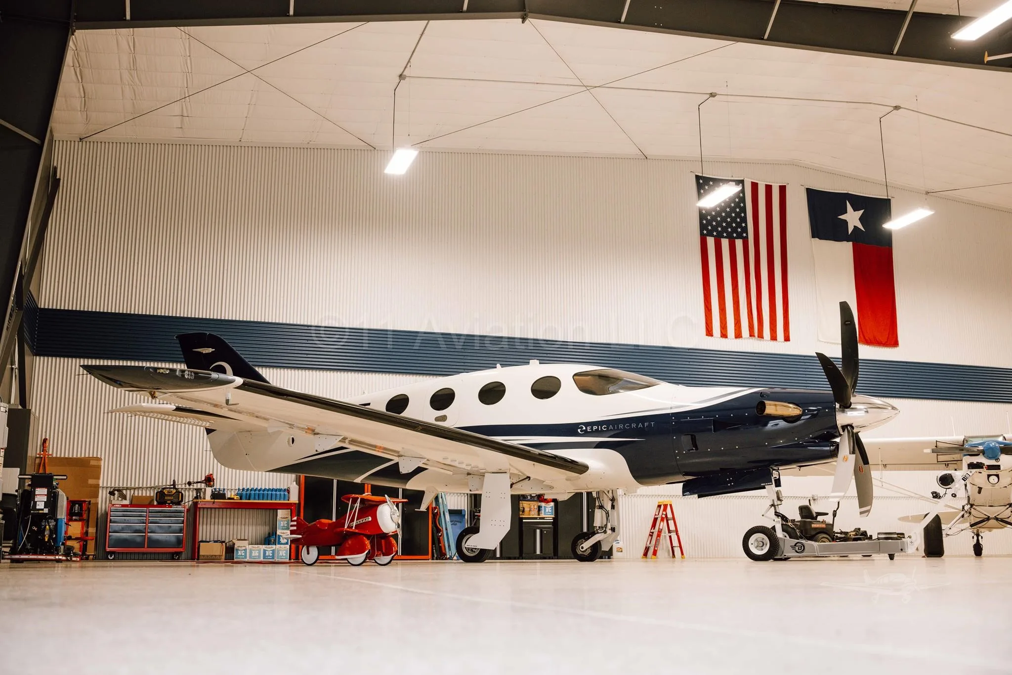 Exterior view of a 2023 EPIC E1000 GX, N88FT.