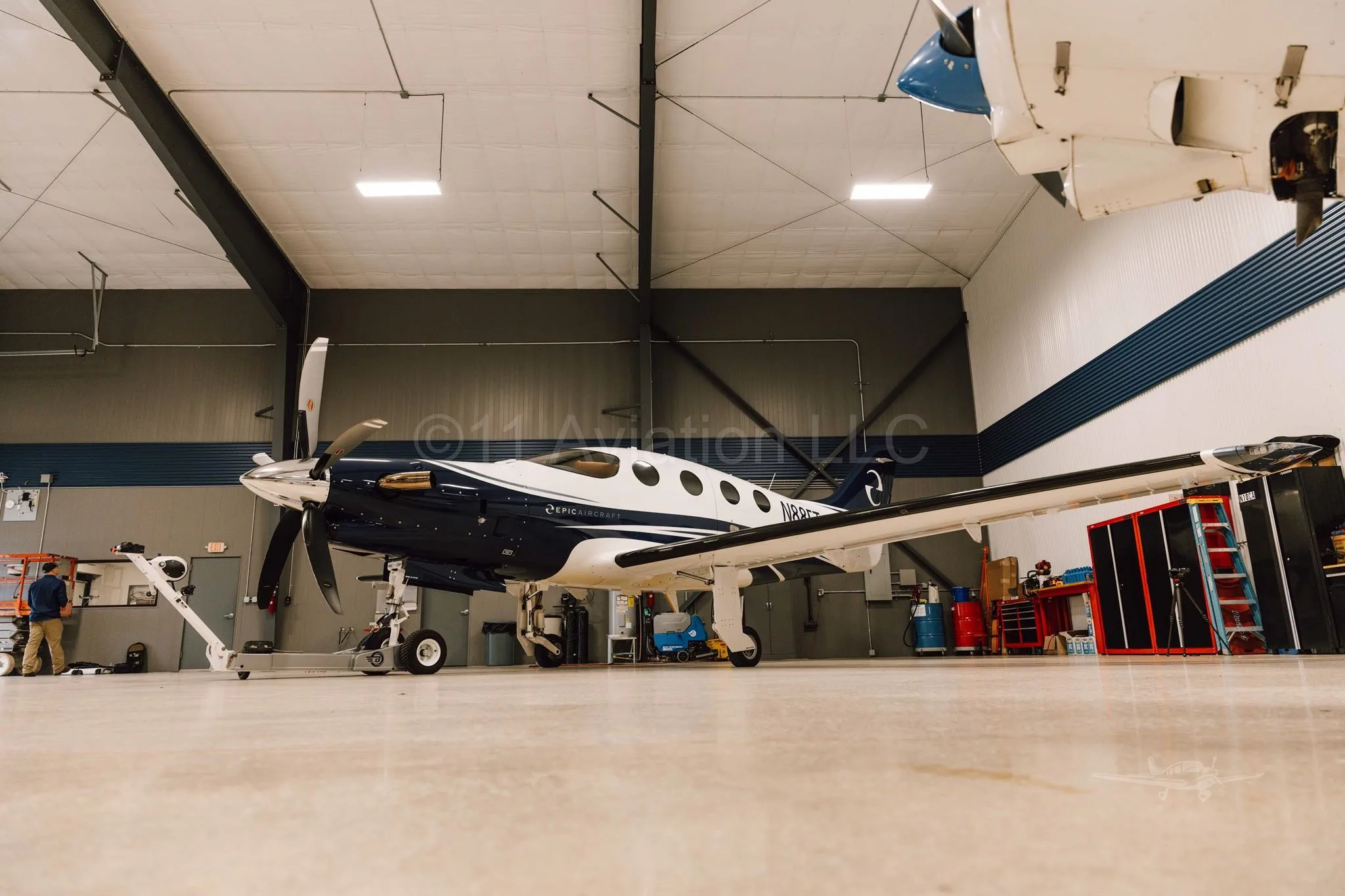 Exterior view of a 2023 EPIC E1000 GX, N88FT.