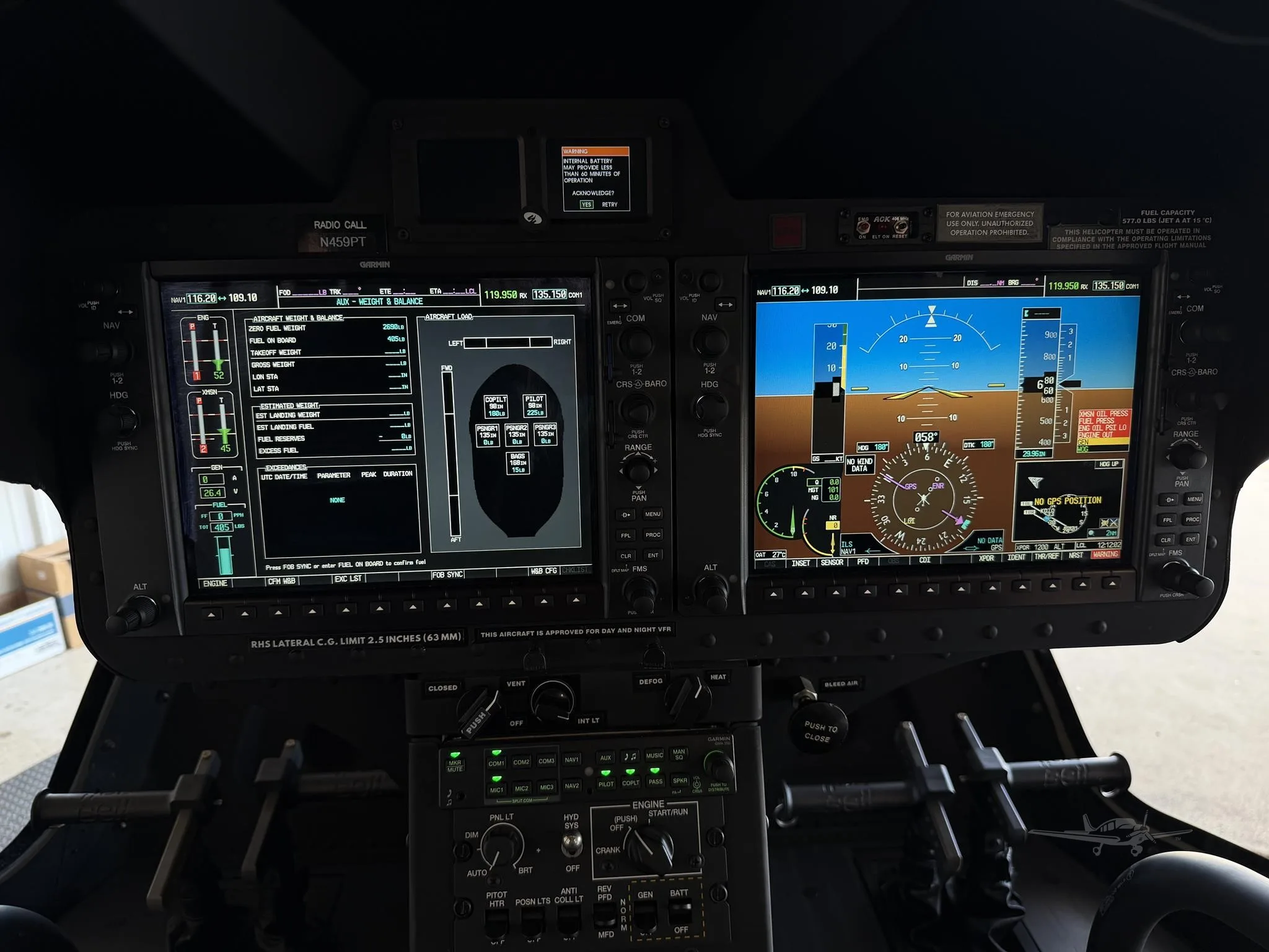 Cockpit and instrument panel of a 2021 BELL 505 JET RANGER X.