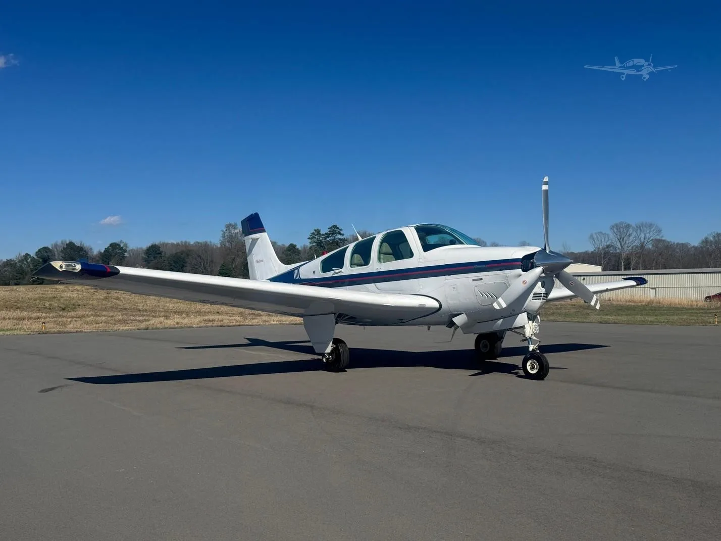 Exterior view of a 1994 BEECHCRAFT F33A BONANZA, N469P.