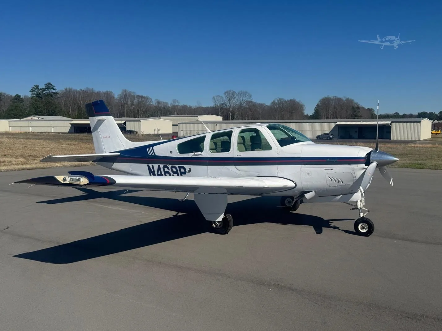 Exterior view of a 1994 BEECHCRAFT F33A BONANZA, N469P.