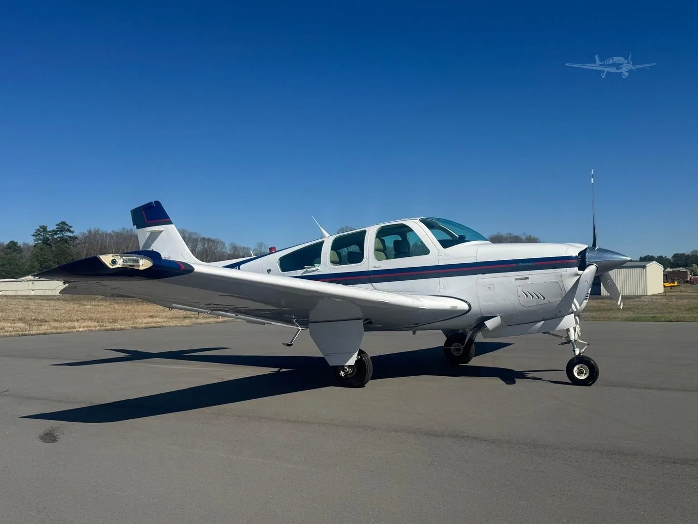 Exterior view of a 1994 BEECHCRAFT F33A BONANZA, N469P.