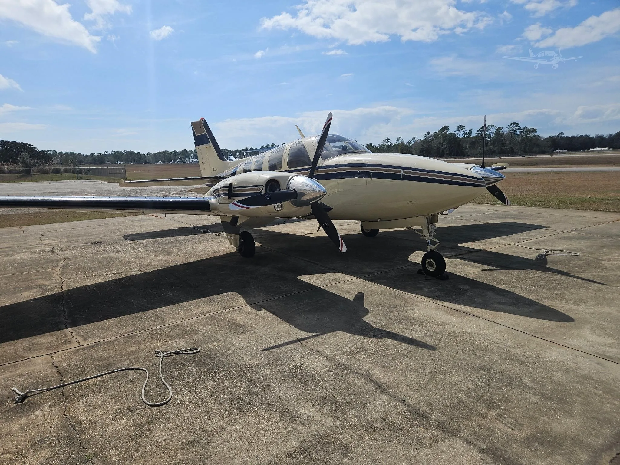 Exterior view of a 1984 BEECHCRAFT 58P BARON, N5858P.