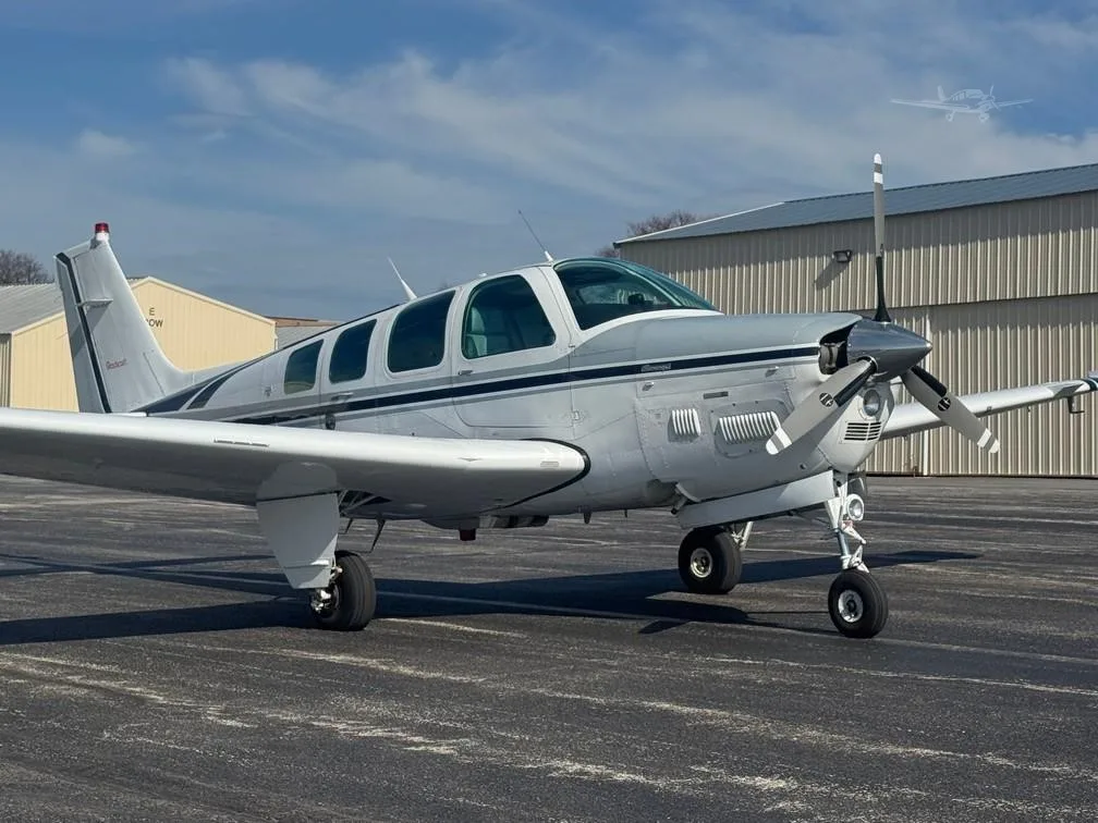 Exterior view of a 1995 BEECHCRAFT B36TC BONANZA, N3222P.