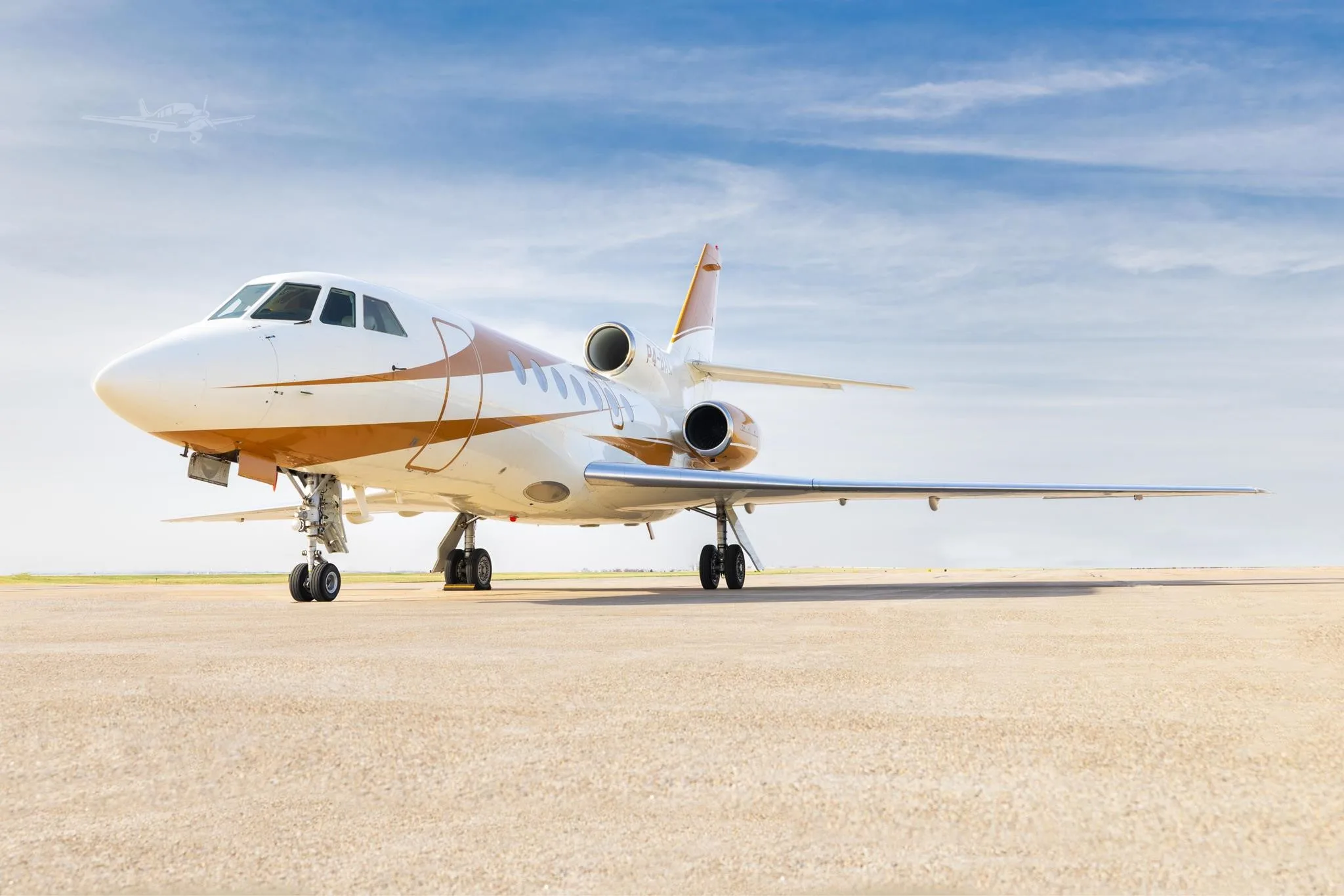 Exterior view of a 2002 DASSAULT FALCON 50EX, P4-BAA.