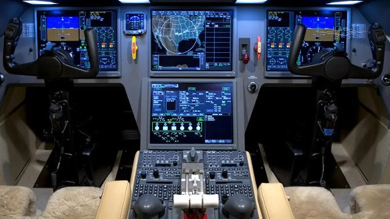 Cockpit and instrument panel of a 2011 DASSAULT FALCON 900EX EASY.