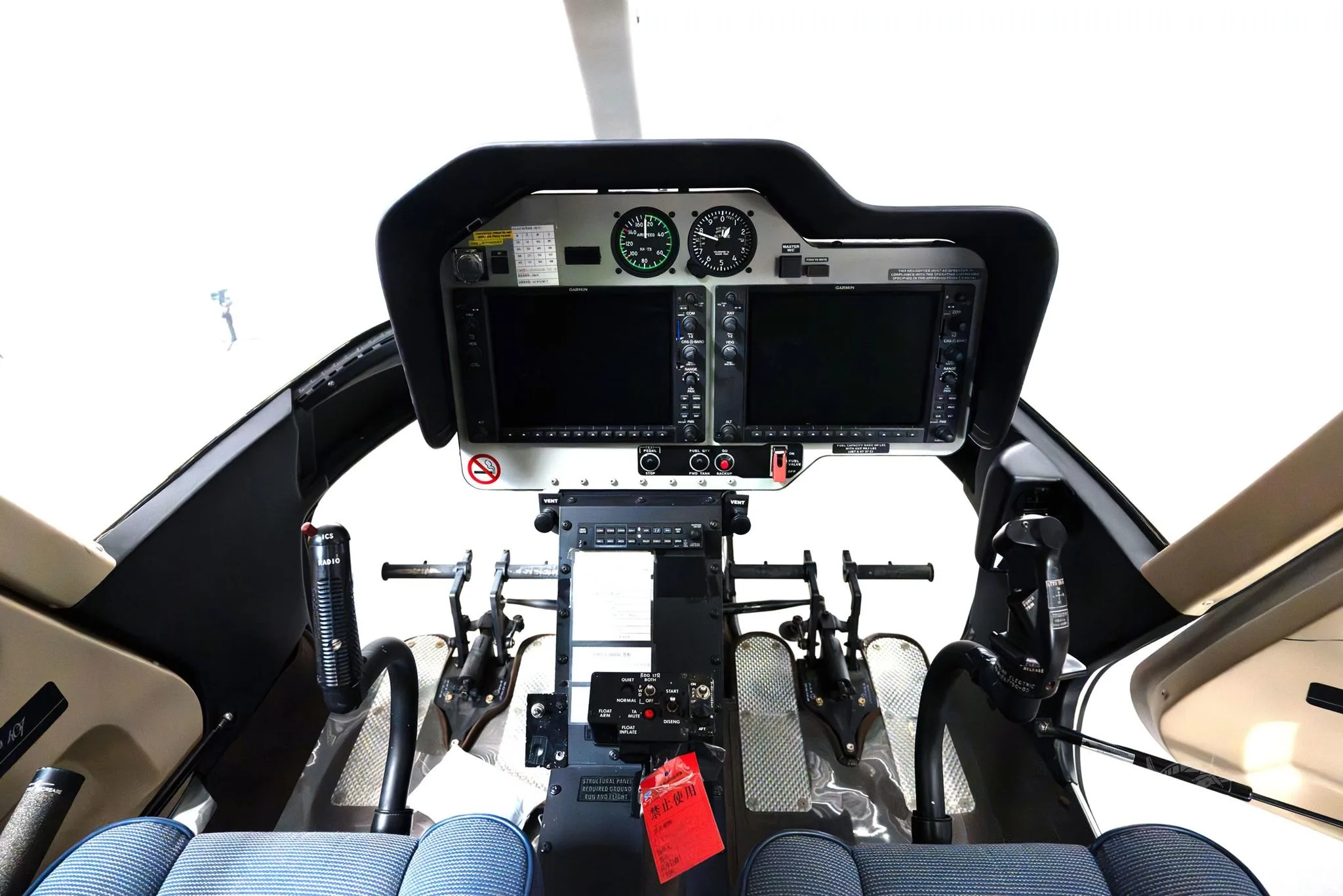 Cockpit and instrument panel of a 2018 BELL 407GXP.