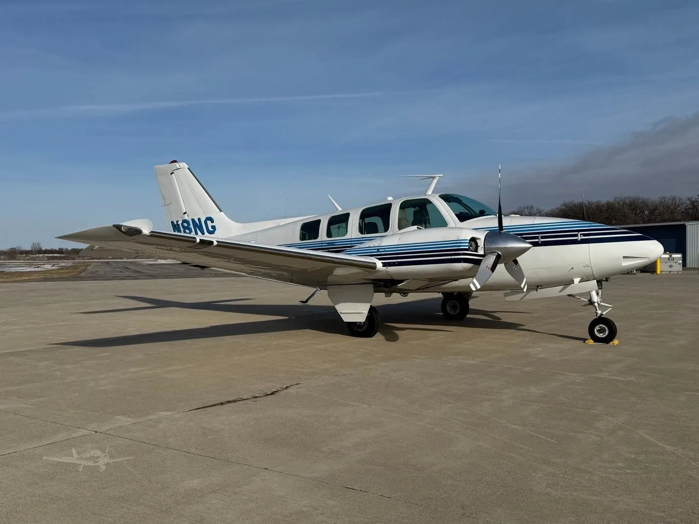 Exterior view of a 1970 BEECHCRAFT 58 BARON, N8NG.