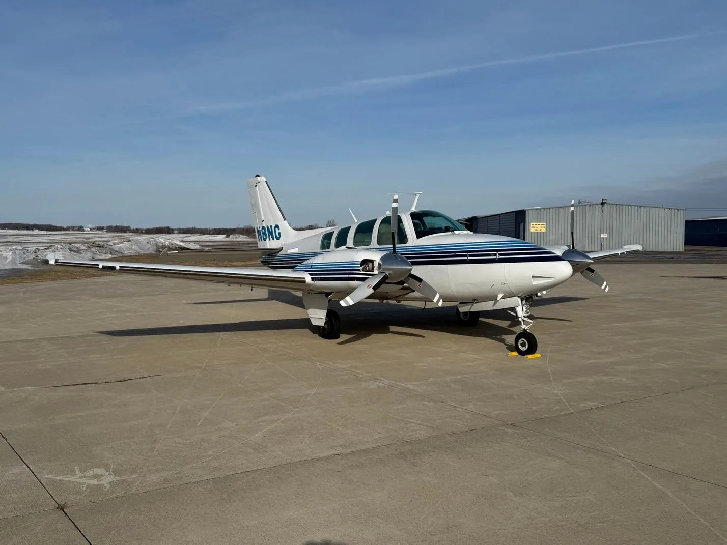 Exterior view of a 1970 BEECHCRAFT 58 BARON, N8NG.