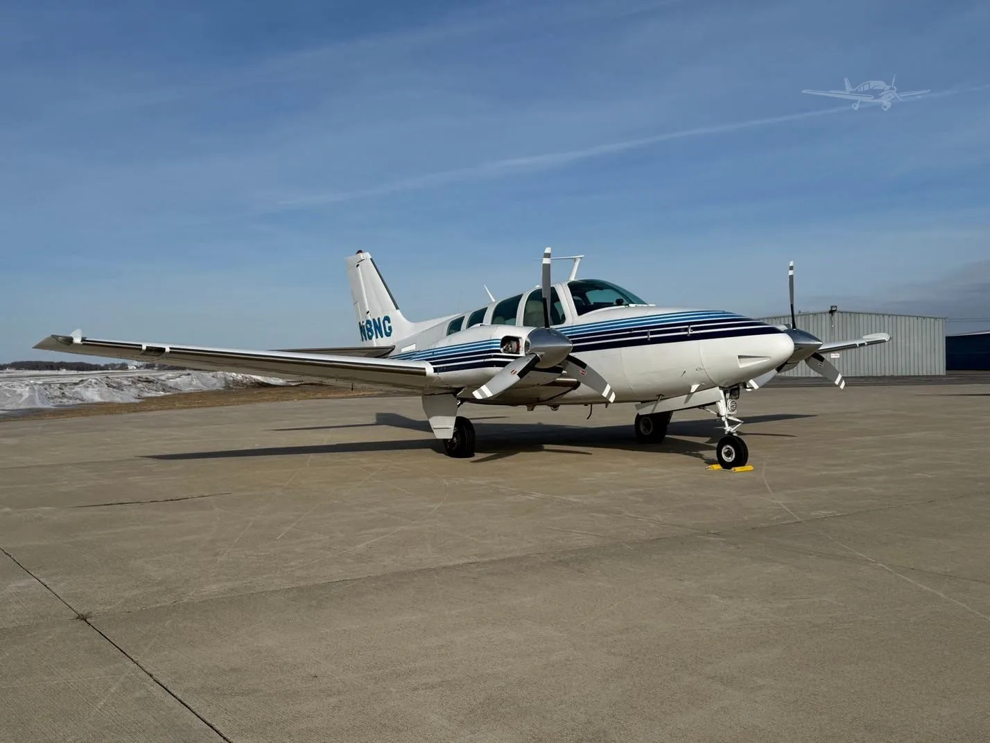 Exterior view of a 1970 BEECHCRAFT 58 BARON, N8NG.