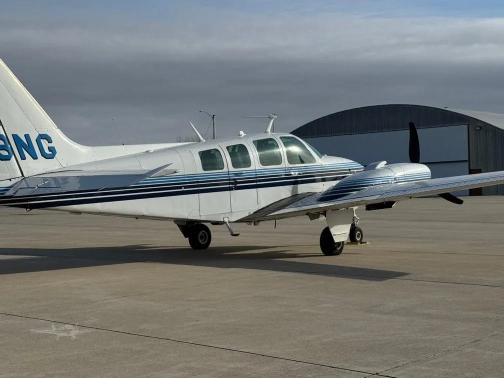 Exterior view of a 1970 BEECHCRAFT 58 BARON, N8NG.