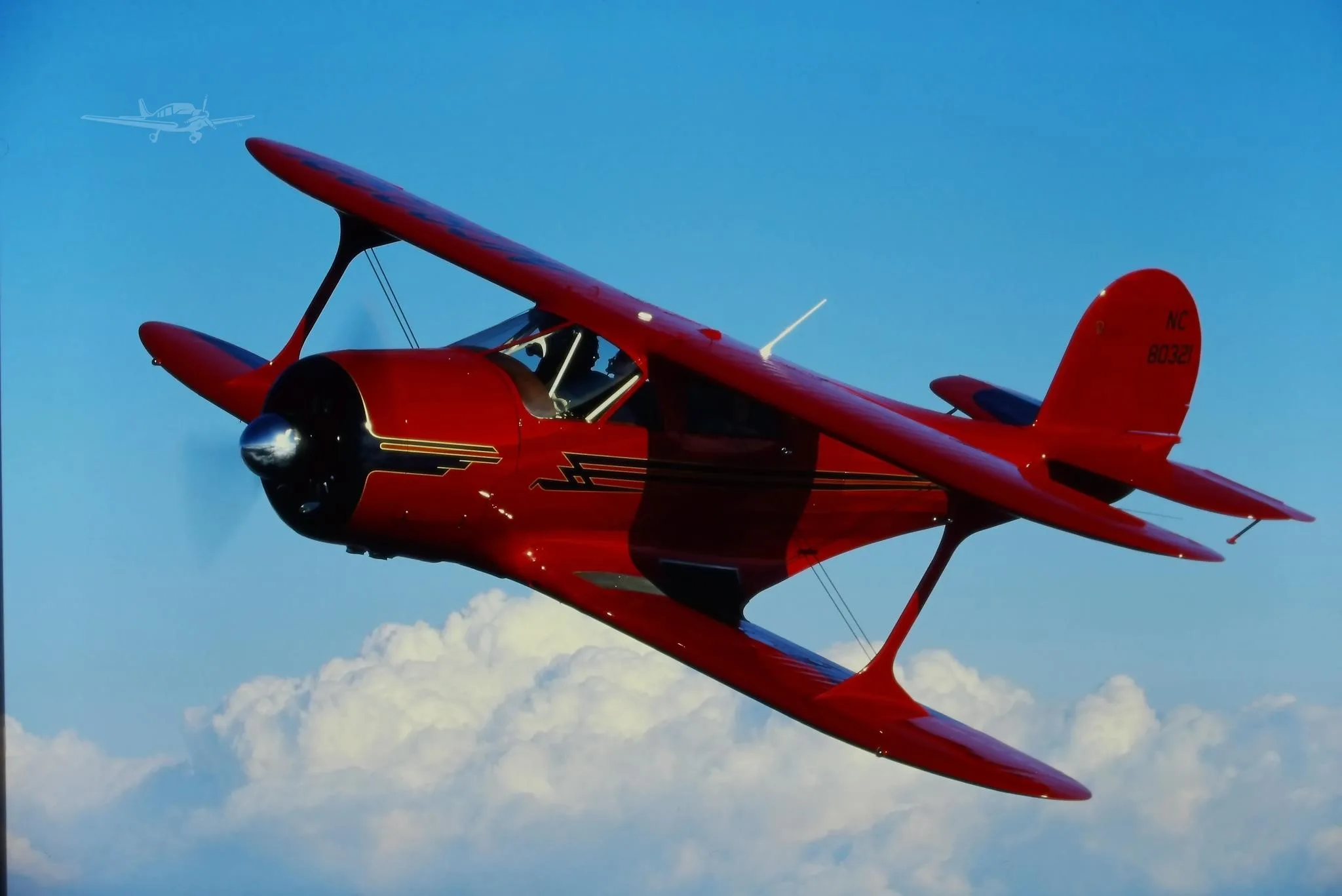 Exterior view of a 1946 BEECHCRAFT 17 STAGGERWING, N80321.