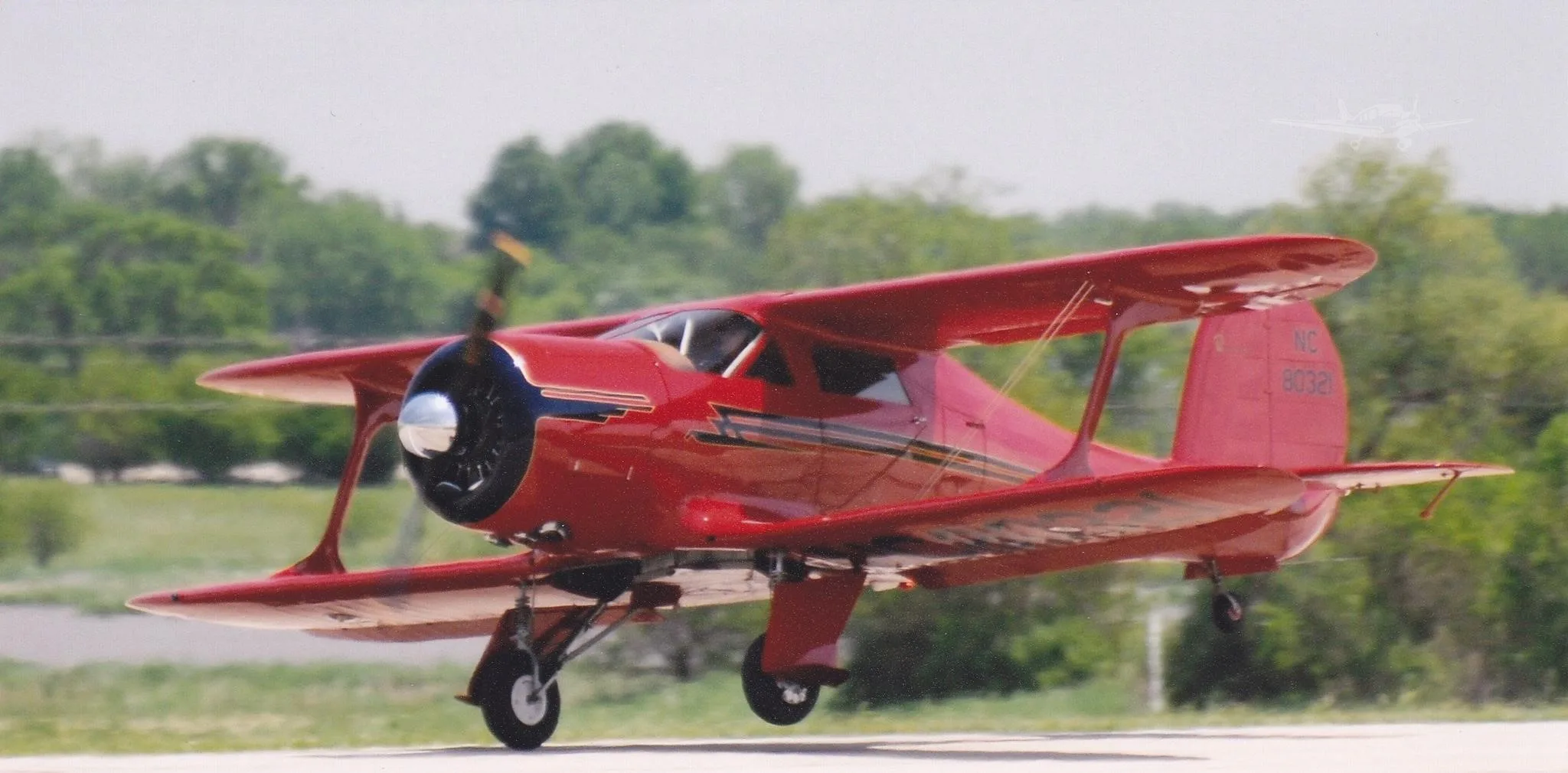 Exterior view of a 1946 BEECHCRAFT 17 STAGGERWING, N80321.