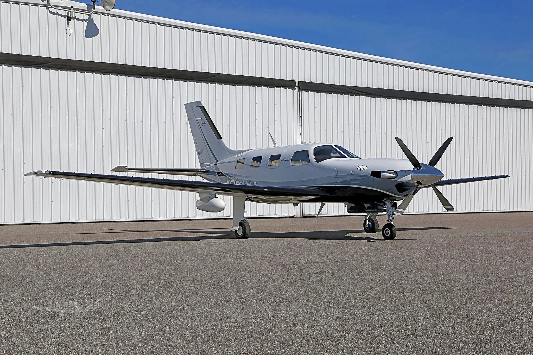 Exterior view of a 2008 PIPER MERIDIAN, N724HA.