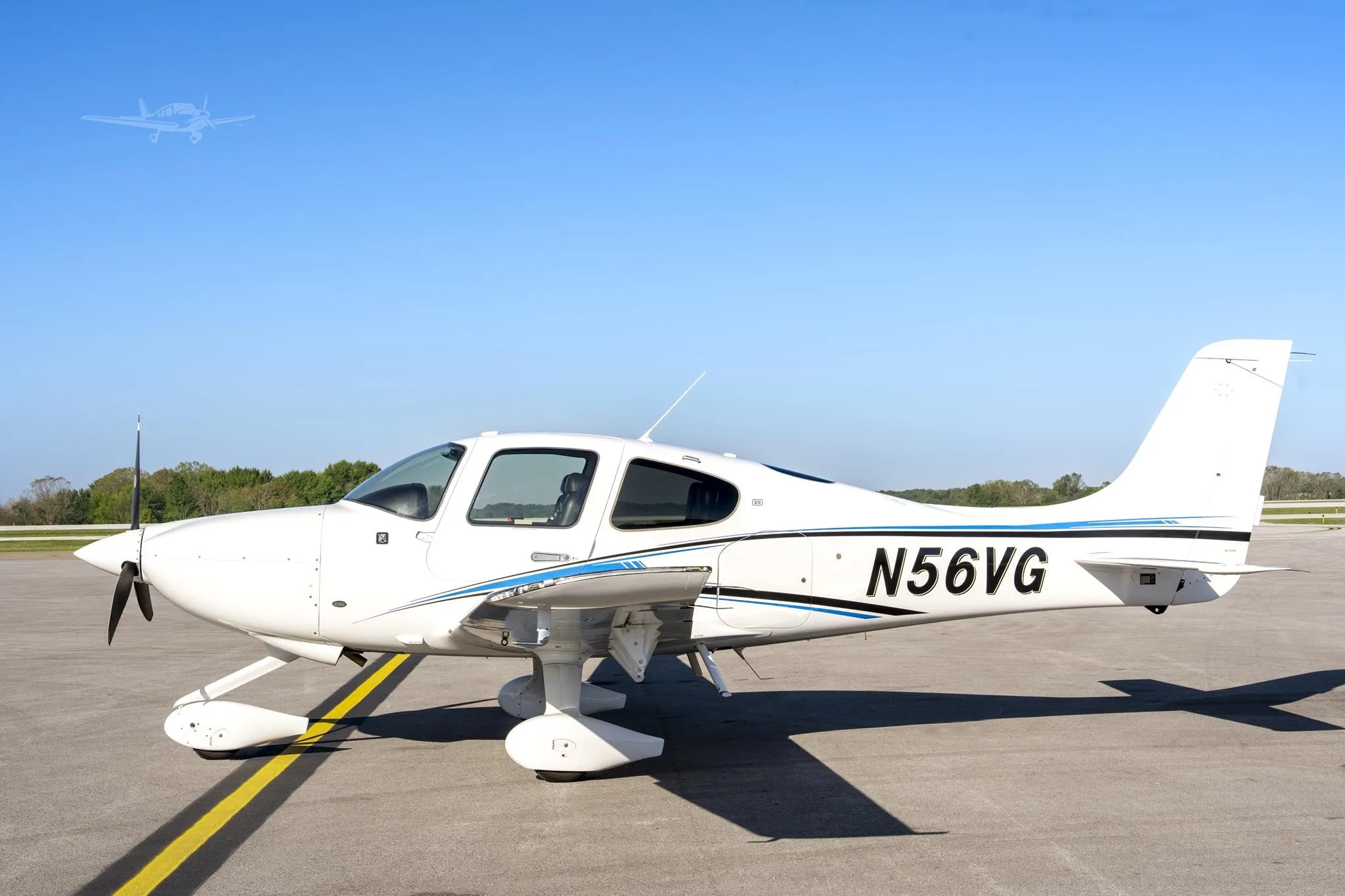 Exterior view of a 2020 CIRRUS SR20-G6, N56VG.