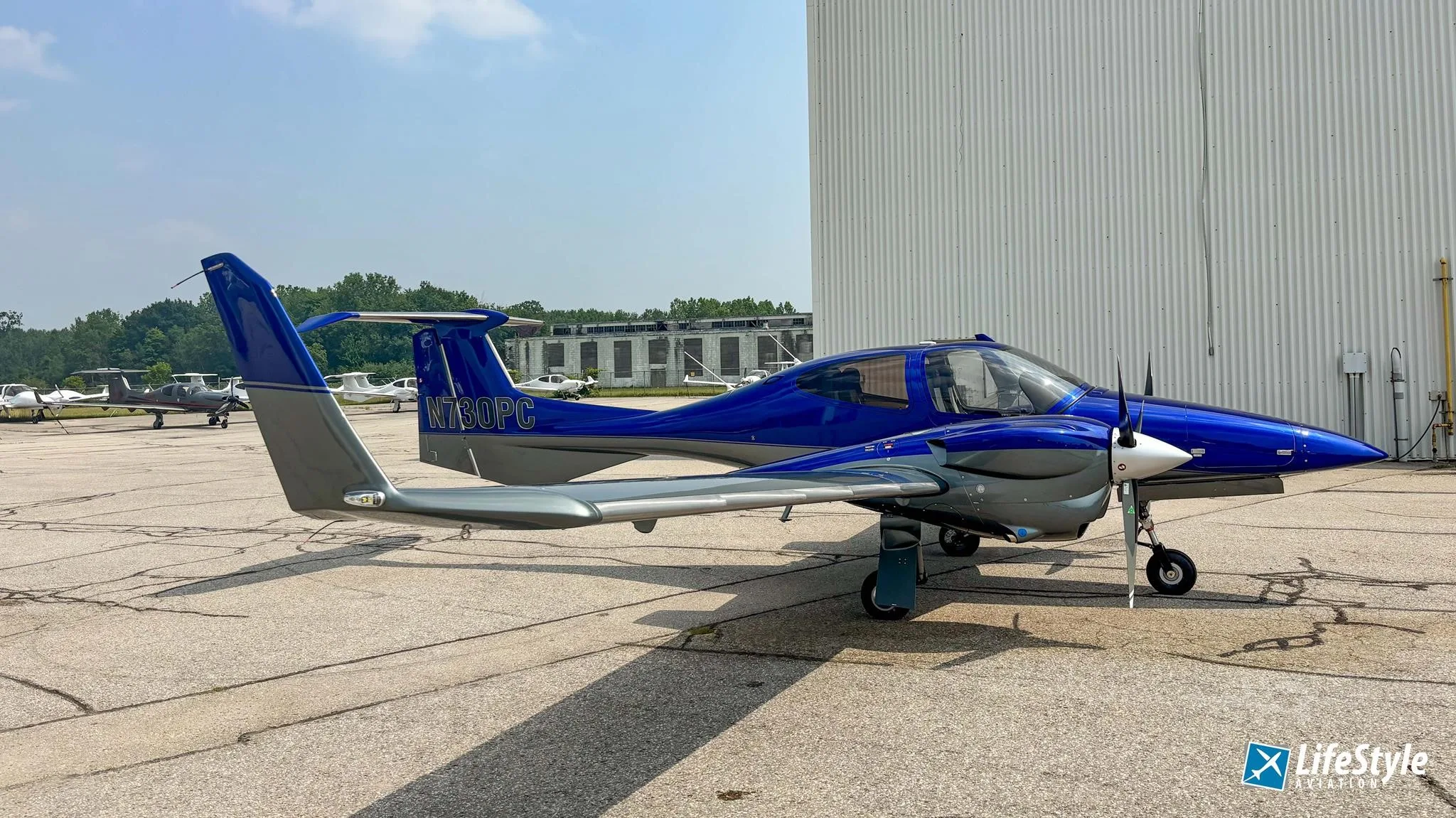 Exterior view of a 2025 DIAMOND DA42 VI, N730PC.