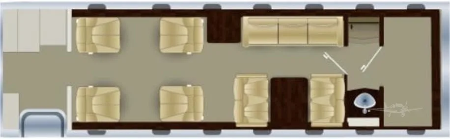 Cabin interior of a 2015 BOMBARDIER CHALLENGER 605.