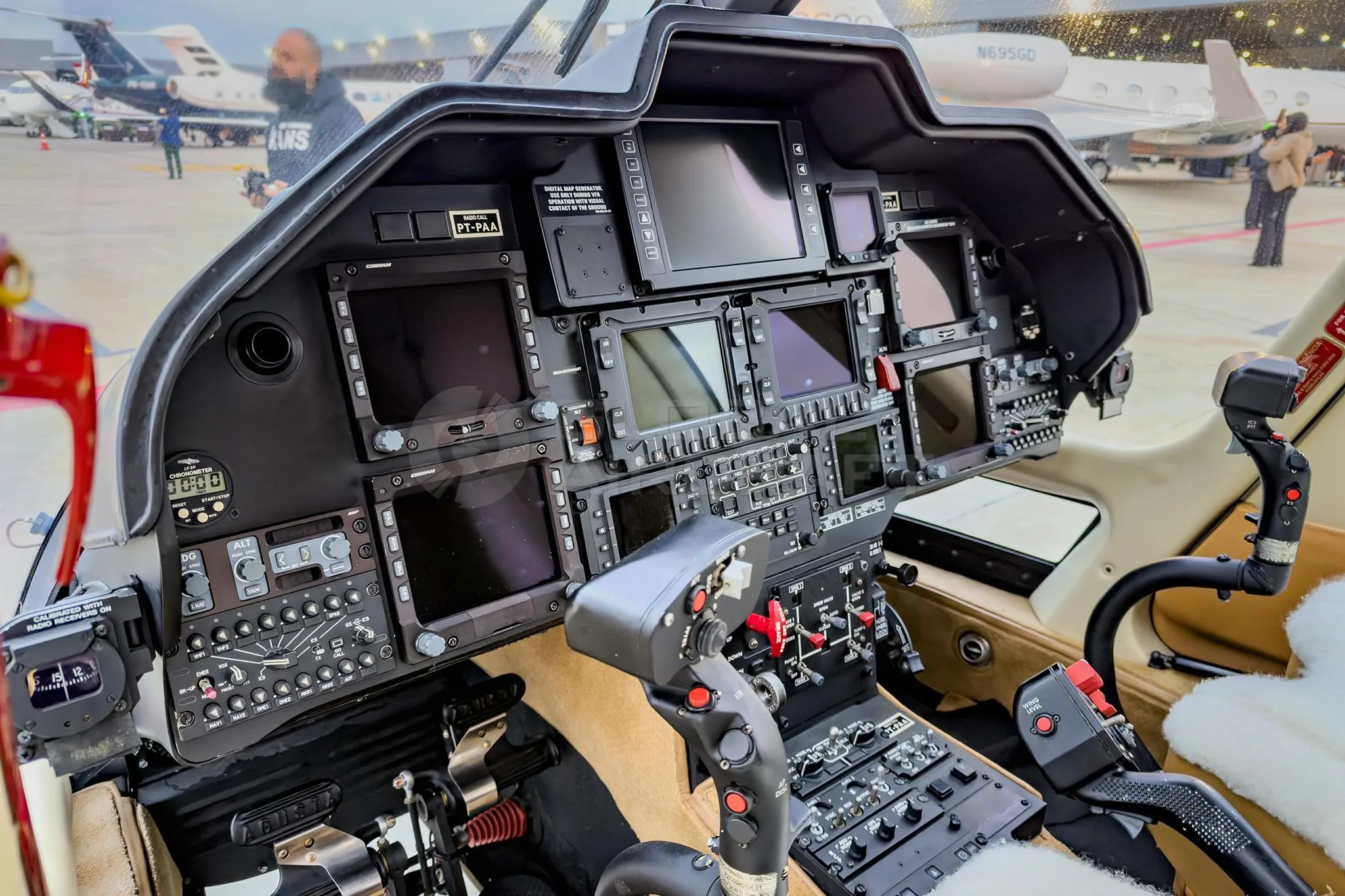 Cockpit and instrument panel of a 2013 AGUSTA AW109SP GRANDNEW.