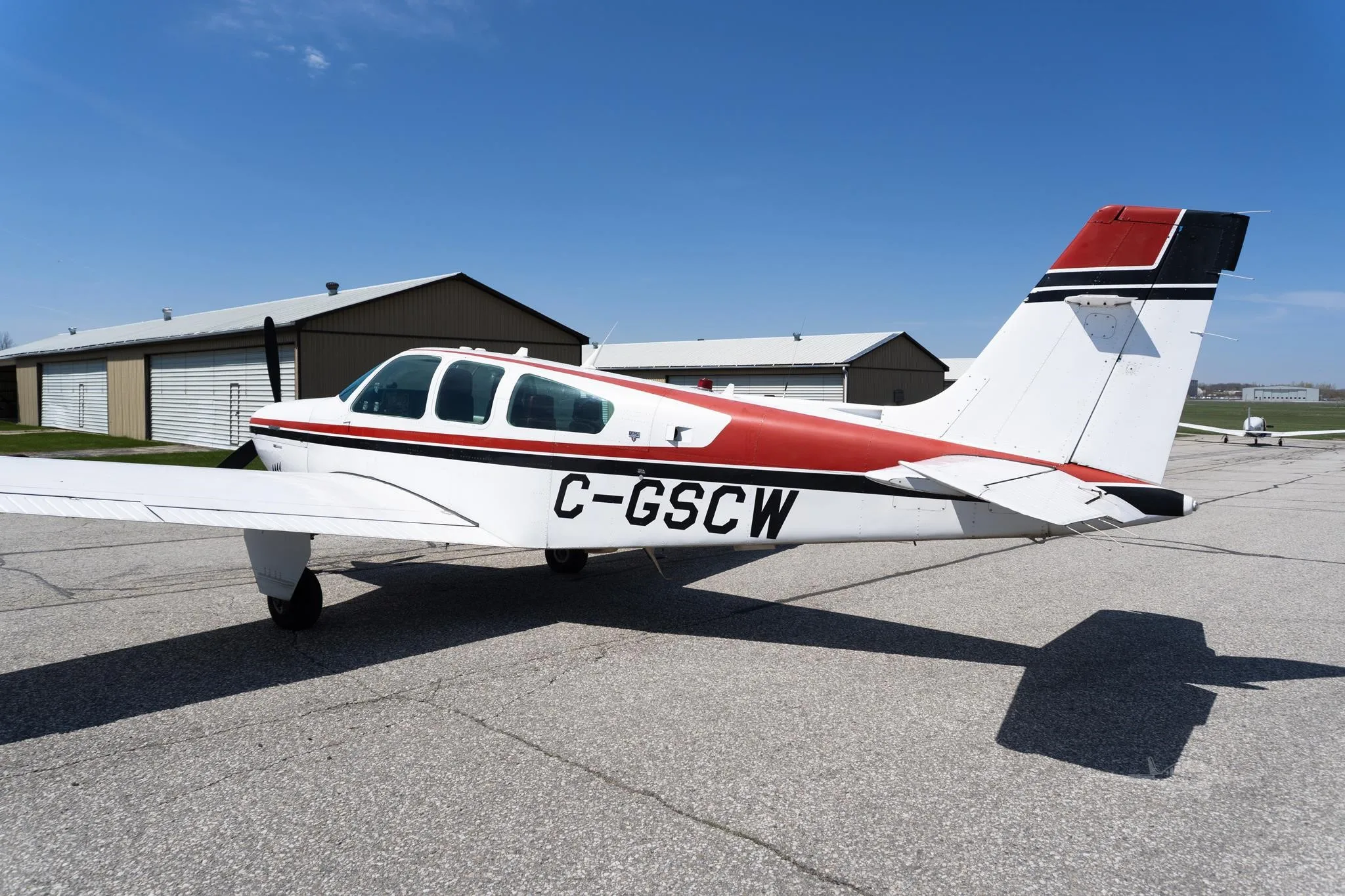 Exterior view of a 1992 BEECHCRAFT F33A BONANZA, C-GSCW.