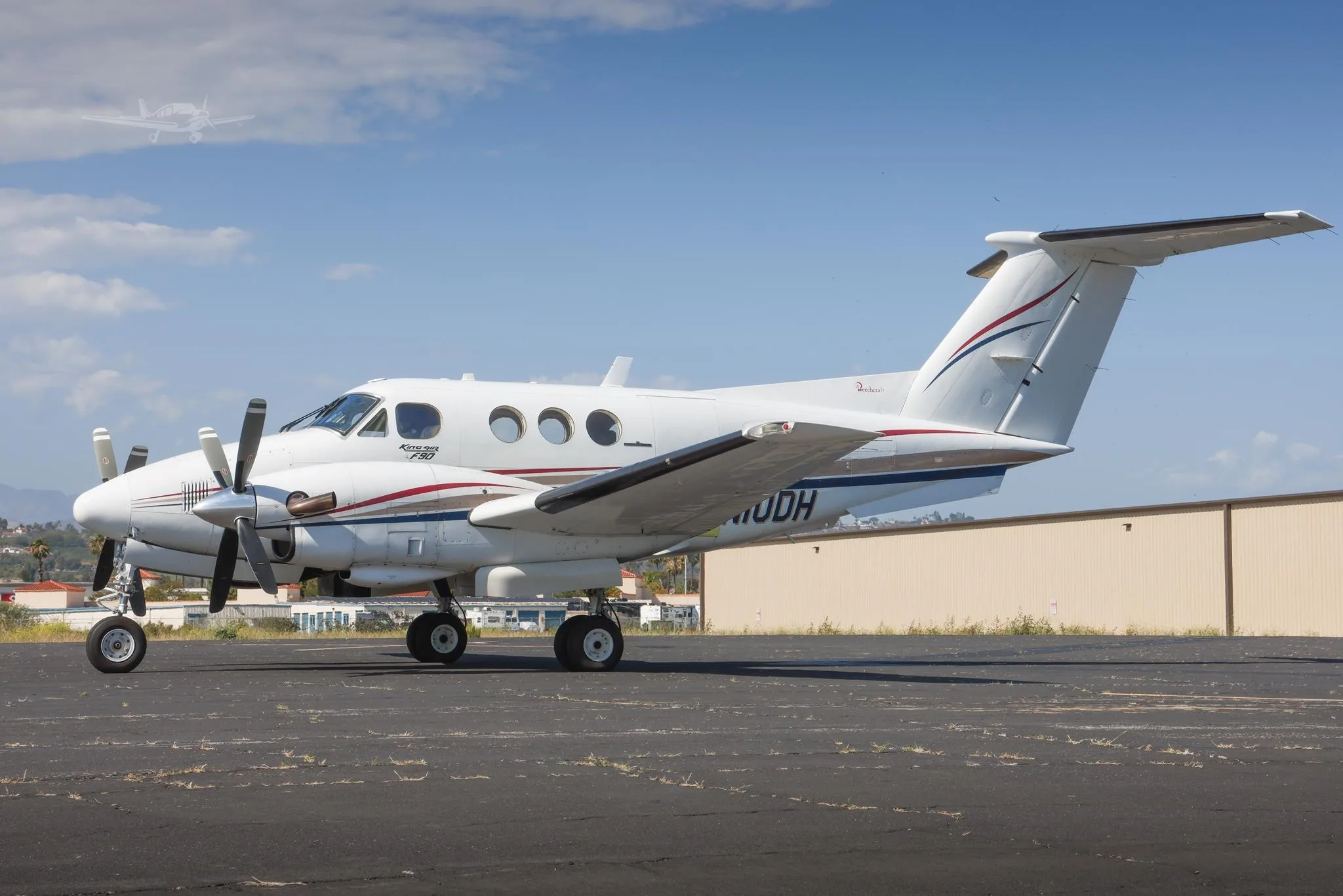 Exterior view of a 1981 BEECHCRAFT KING AIR F90, N10DH.