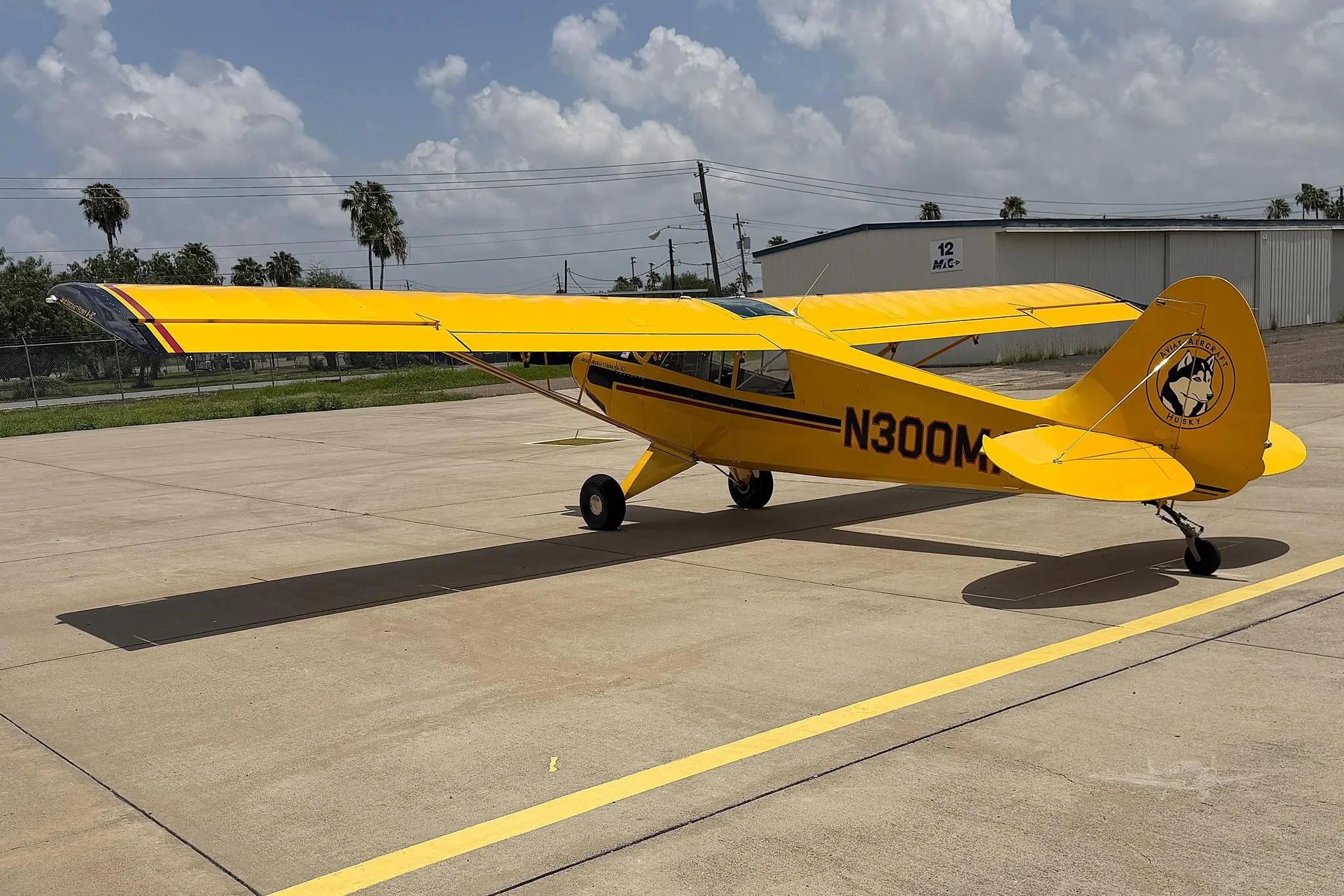 Exterior view of a 2011 AVIAT HUSKY A-1C-180, N300MA.