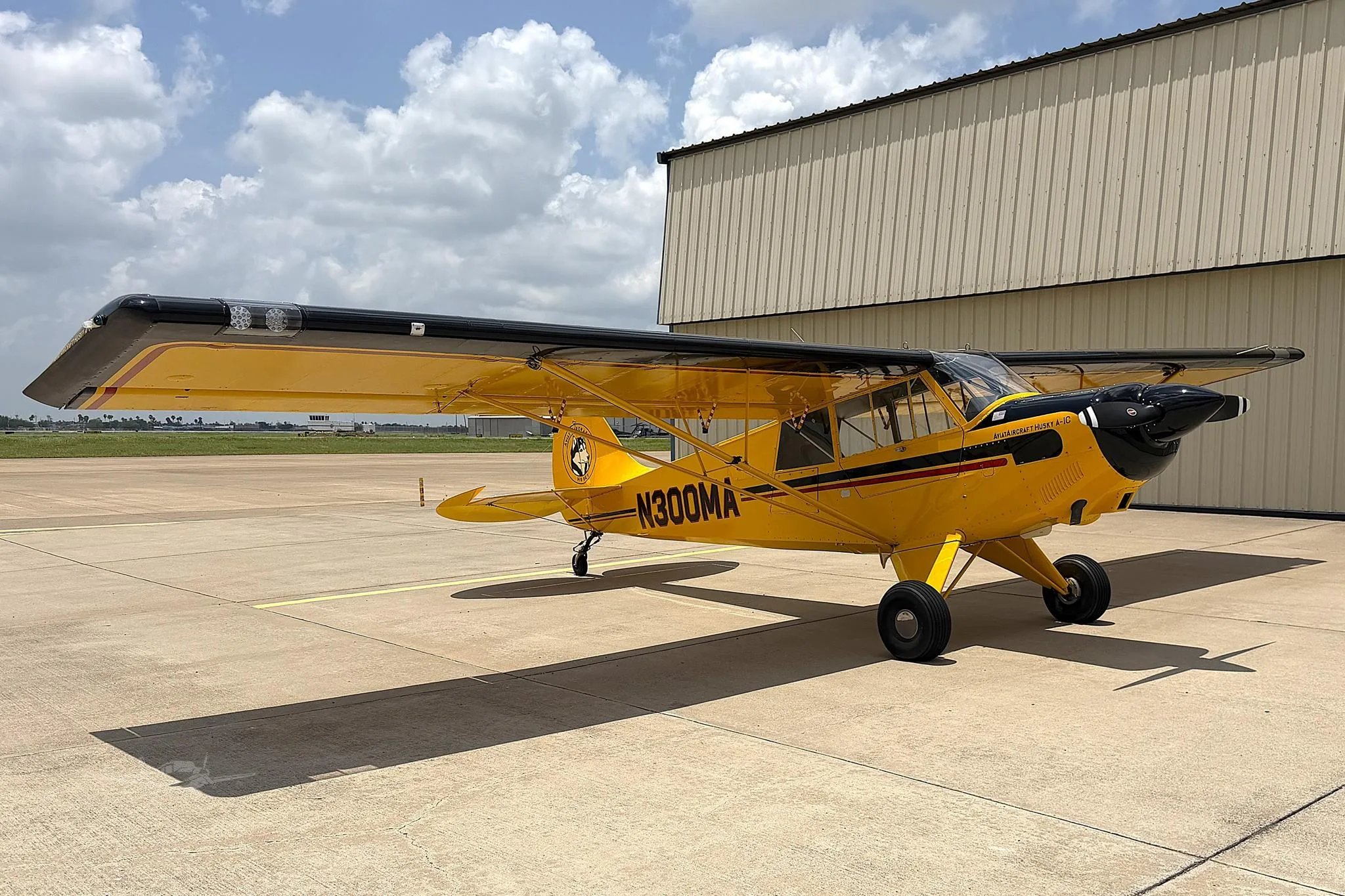 Exterior view of a 2011 AVIAT HUSKY A-1C-180, N300MA.